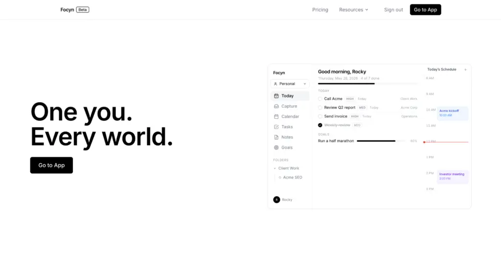 Focyn is best personal project management software and tool.