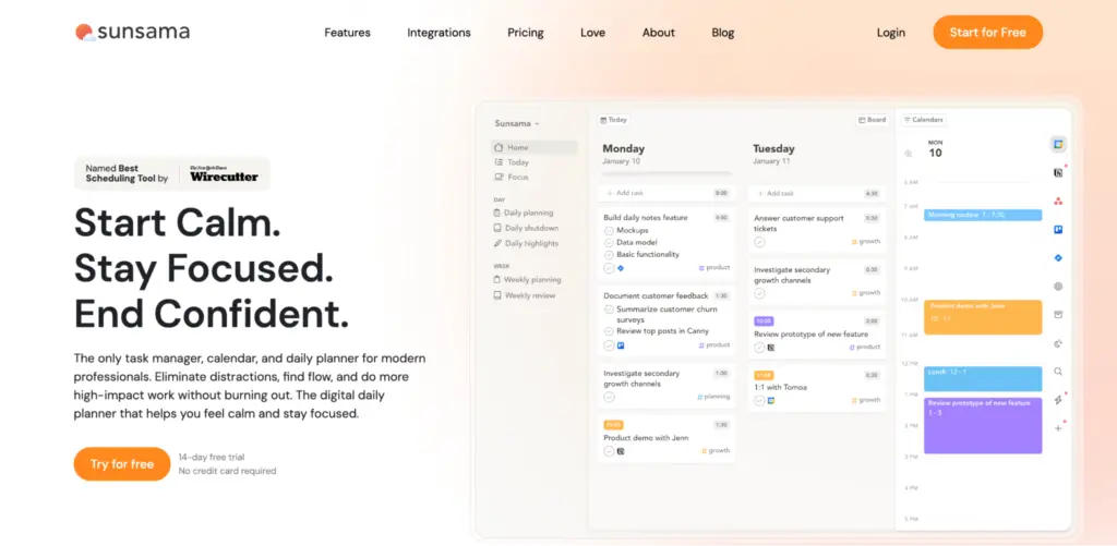 Sunsama is one of the best tools for personal project management.